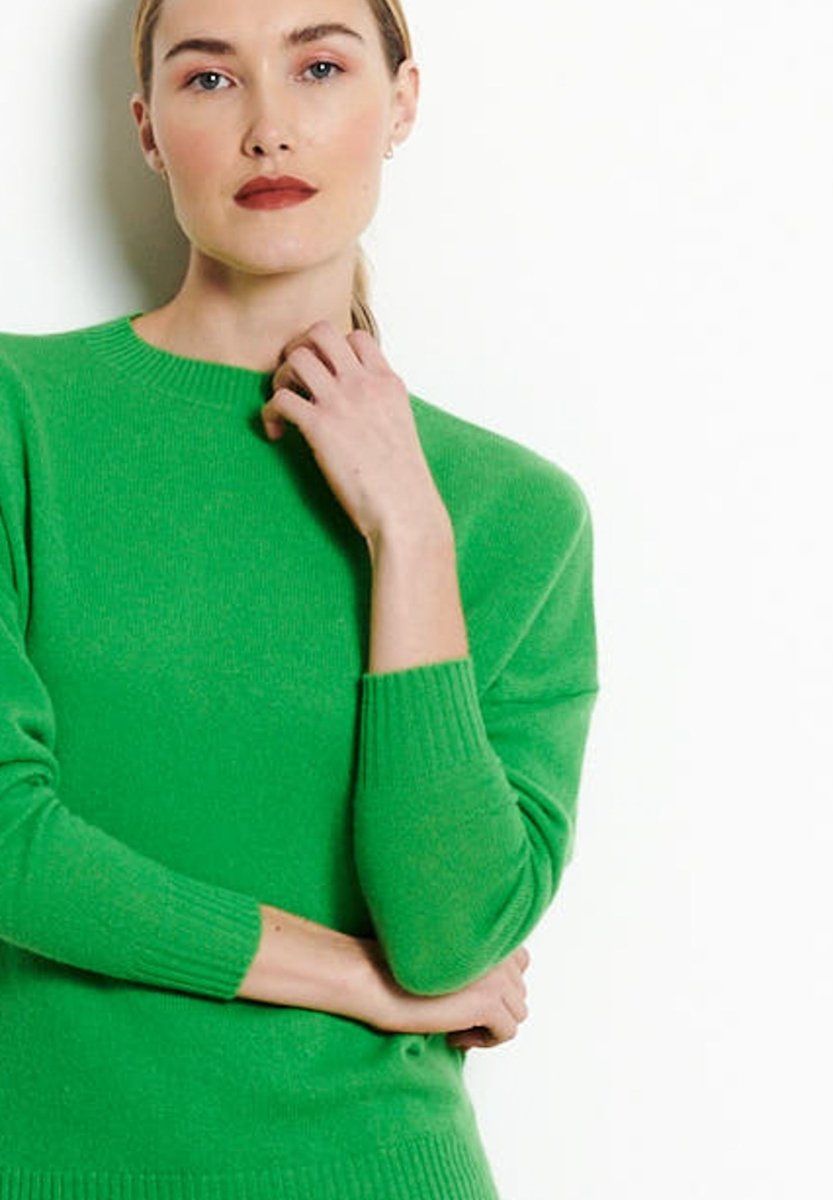 RIA 2 Pull col rond oversize en cachemire vert pomme - Studio cashmere8