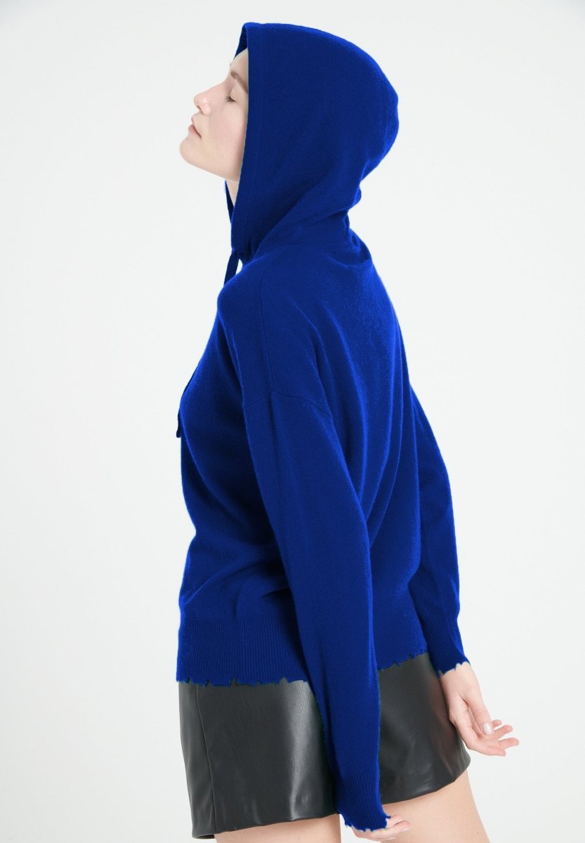 Sweat à capuche en cachemire bleu pétrole femme - MIA 16 - Studio cashmere8