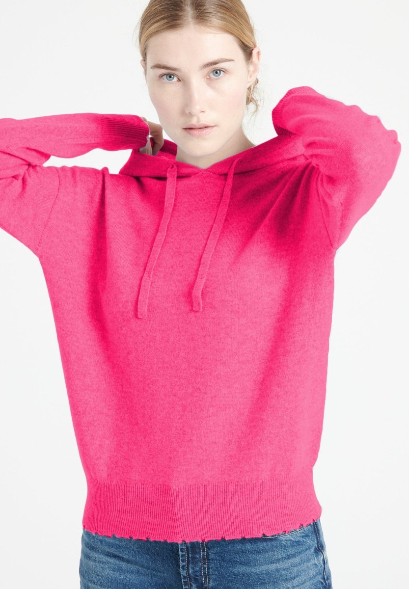 Sweat à capuche en cachemire rose indien femme - MIA 16 - Studio cashmere8