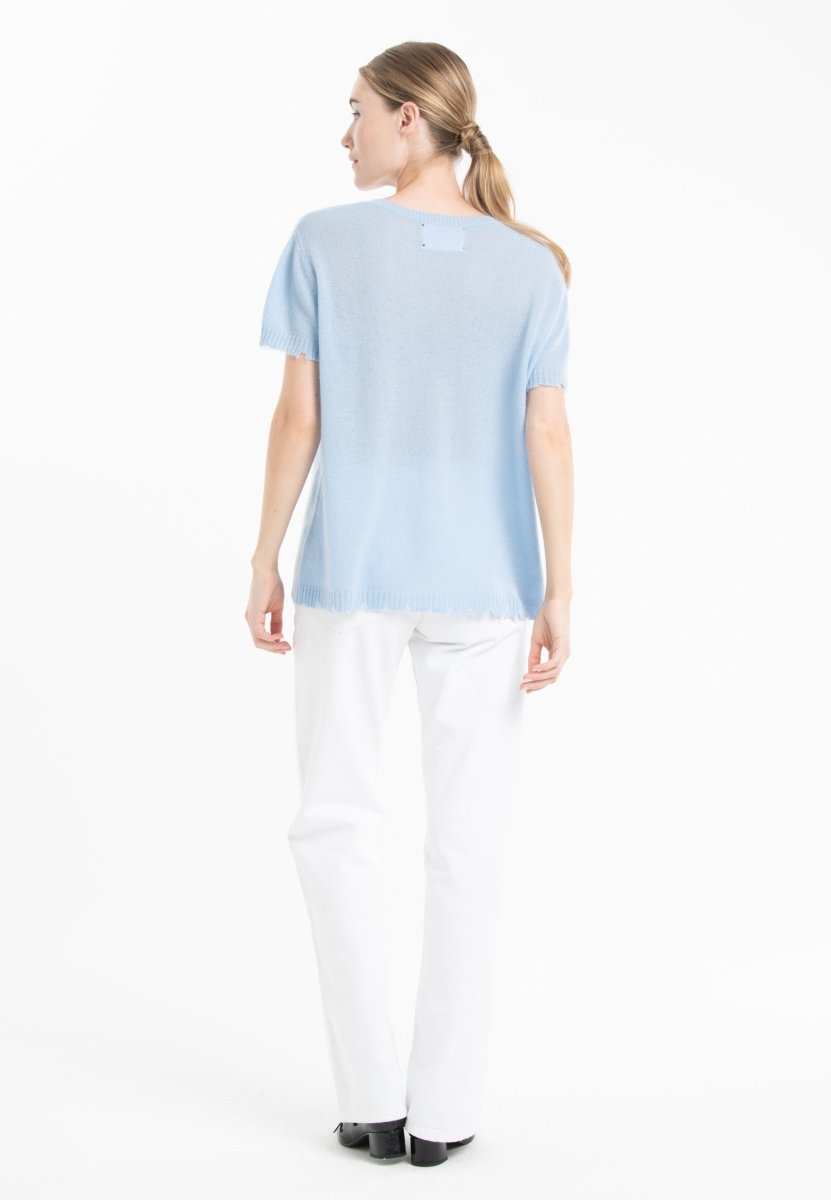 T-shirt col rond en cachemire baby blue femme - AVA 6 - Studio cashmere8