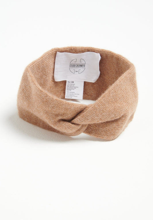 Bandeau en cachemire 4 fils camel