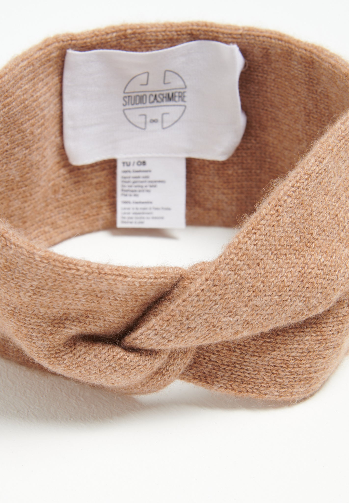 Bandeau en cachemire 4 fils camel