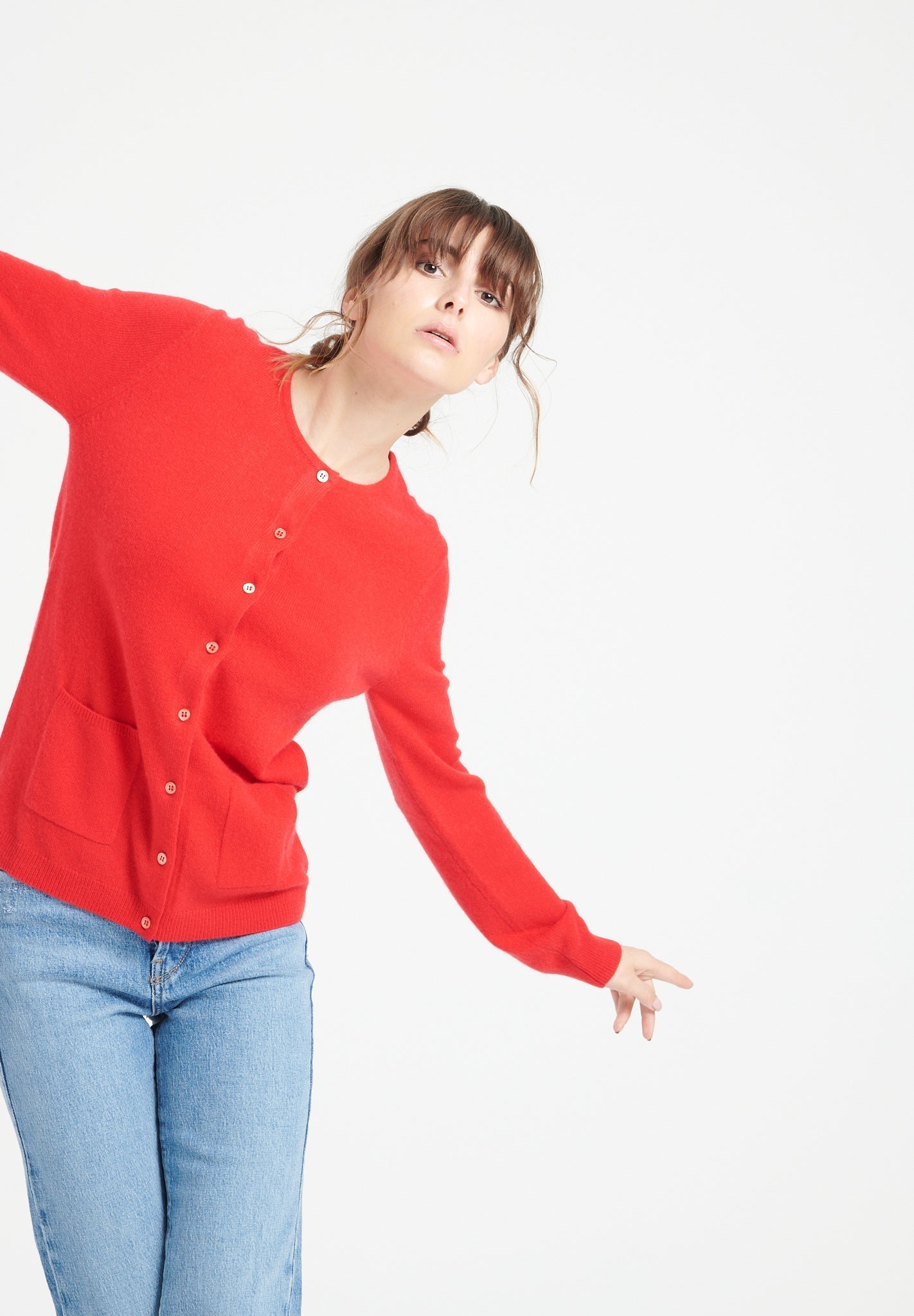 LILLY 4 Cardigan col rond cintré rouge
