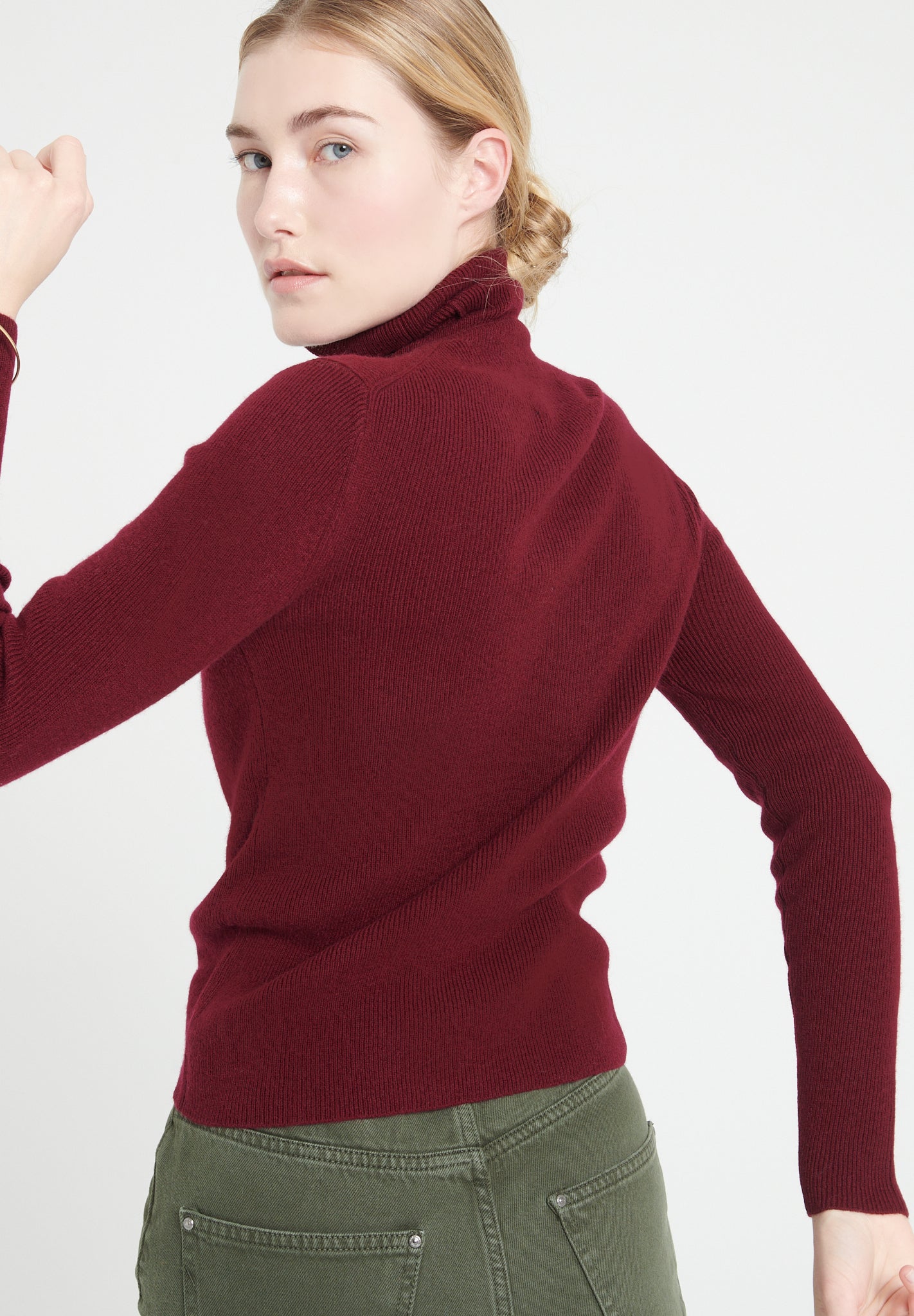 Pull col rond en cachemire Rouge Femme – Tricot
